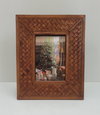 leren fotolijst cognac kleur gevlochten frame