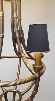 messing kroonluchter hanglamp met zwarte kapjes